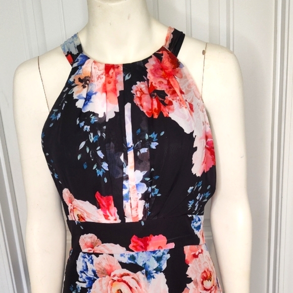 Nightway Floral Maxi Dress - Black and Pink - Picture 3 of 15